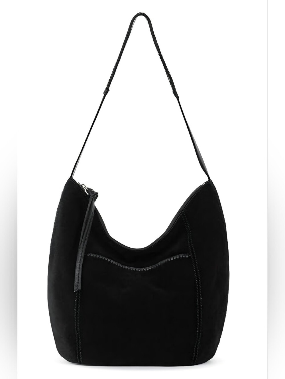 The Sak Black Suede Hobo Bag with Braided Strap - Picture 2 of 3